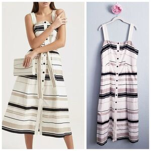 Karen Millen Black and Cream Midi Sundress with Spaghetti Straps for Casual Wear